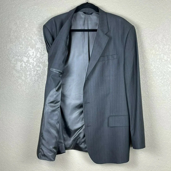 Banana Republic Suit Jacket Men's Sz 46R Three-Button Notch Lapel Pinstripe Gray - Picture 2 of 9
